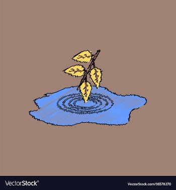 Flat shading style icon bush and puddle vector image