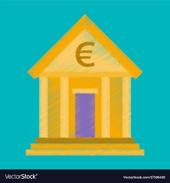 Flat shading style icon business bank building vector image