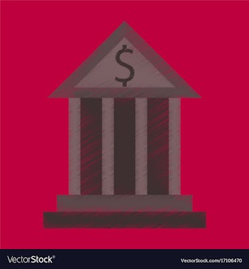 Flat shading style icon business bank building vector image