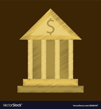 Flat shading style icon business bank building vector image