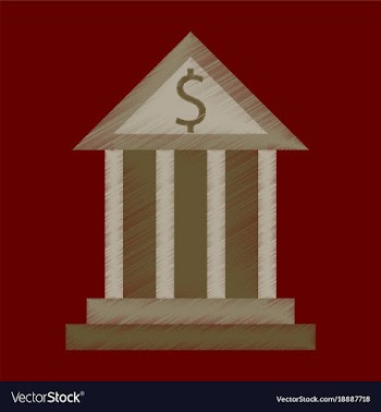 Flat shading style icon business bank building vector image