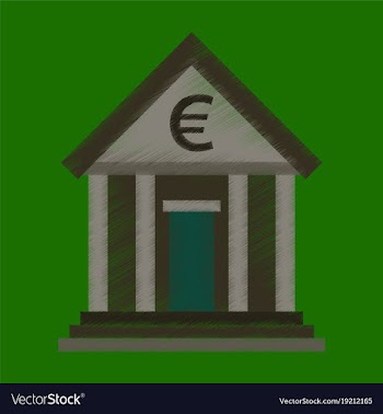 Flat shading style icon business bank building vector image