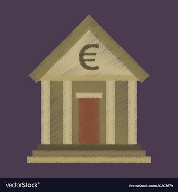 Flat shading style icon business bank building vector image