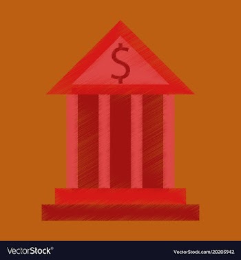 Flat shading style icon business bank building vector image