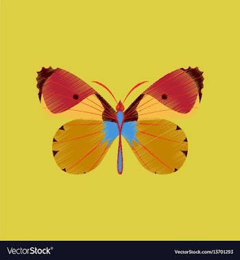 Flat shading style icon butterfly vector image