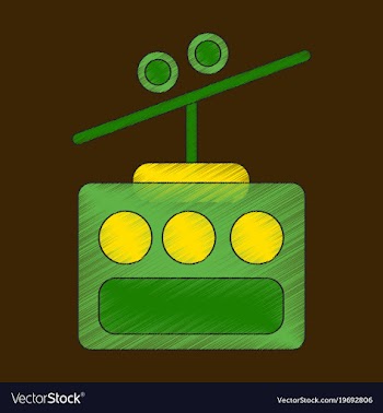 Flat shading style icon cabin ski lift vector image