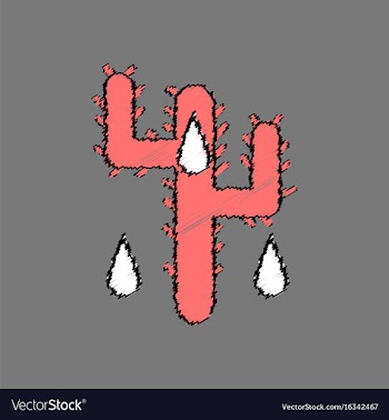 Flat shading style icon cactus and droplets vector image