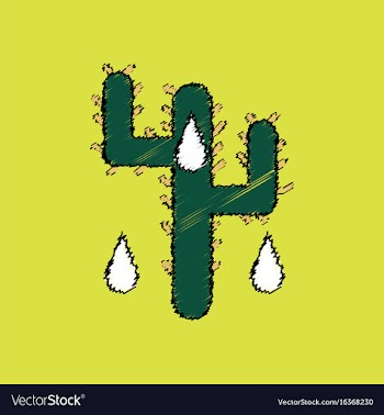 Flat shading style icon cactus and droplets vector image