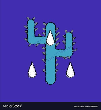 Flat shading style icon cactus and droplets vector image