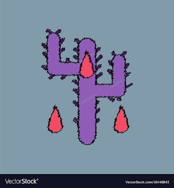 Flat shading style icon cactus and droplets vector image