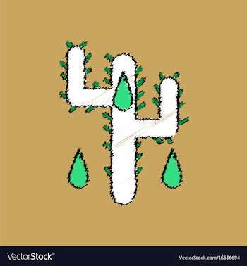 Flat shading style icon cactus and droplets vector image