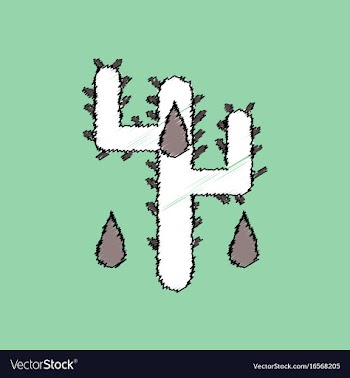 Flat shading style icon cactus and droplets vector image