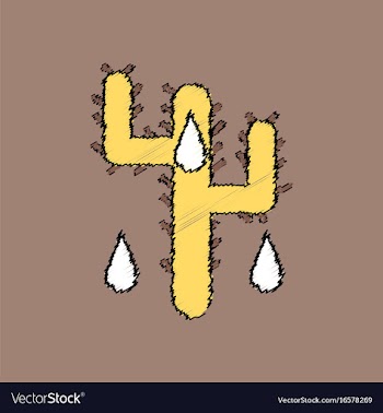 Flat shading style icon cactus and droplets vector image