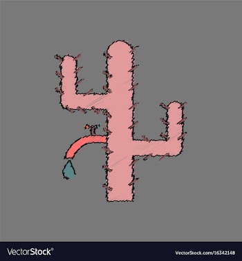 Flat shading style icon cactus with crane vector image