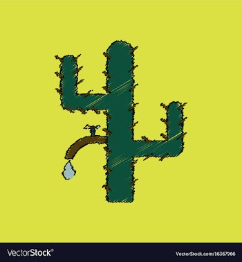 Flat shading style icon cactus with crane vector image