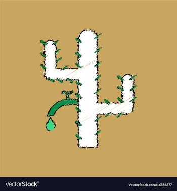 Flat shading style icon cactus with crane vector image