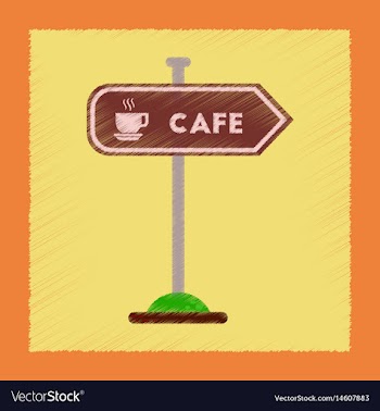 Flat shading style icon cafe sign vector image