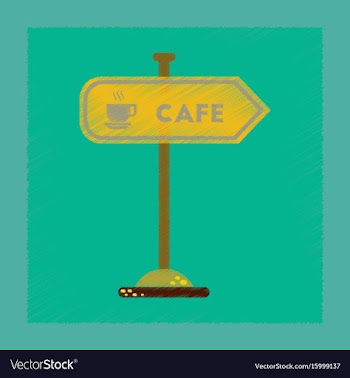Flat shading style icon cafe sign vector image