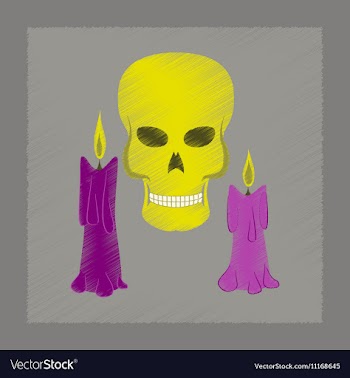 Flat shading style icon candle skull vector image