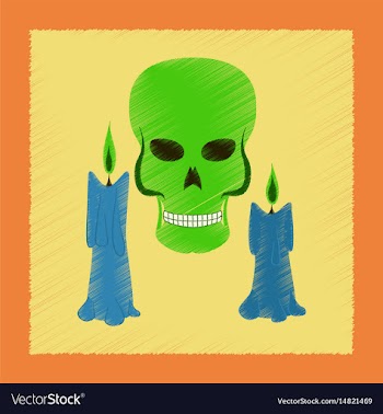 Flat shading style icon candle skull vector image