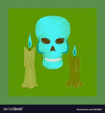 Flat shading style icon candle skull vector image