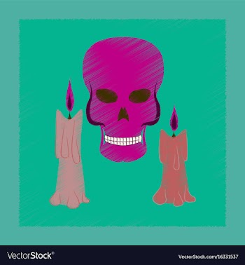 Flat shading style icon candle skull vector image