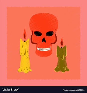 Flat shading style icon candle skull vector image