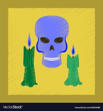 Flat shading style icon candle skull vector image
