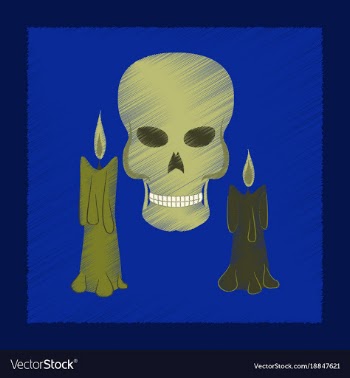 Flat shading style icon candle skull vector image