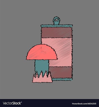Flat shading style icon canned and mushroom vector image