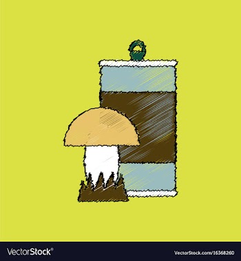 Flat shading style icon canned and mushroom vector image