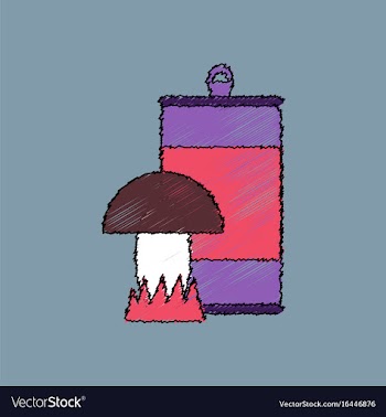 Flat shading style icon canned and mushroom vector image