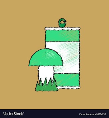 Flat shading style icon canned and mushroom vector image