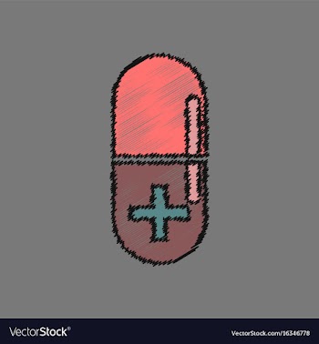 Flat shading style icon capsule with cross vector image