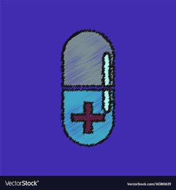 Flat shading style icon capsule with cross vector image