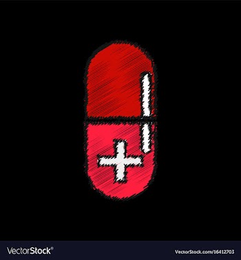 Flat shading style icon capsule with cross vector image