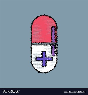 Flat shading style icon capsule with cross vector image