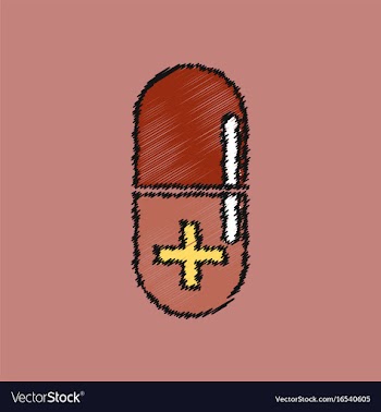 Flat shading style icon capsule with cross vector image