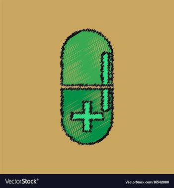 Flat shading style icon capsule with cross vector image