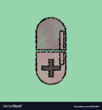 Flat shading style icon capsule with cross vector image