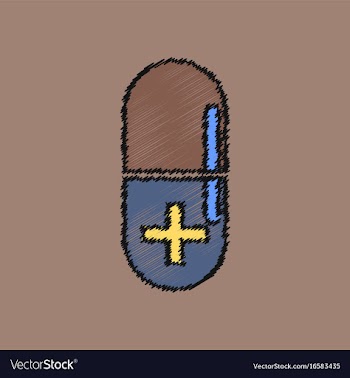 Flat shading style icon capsule with cross vector image