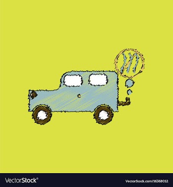 Flat shading style icon car and smoke vector image