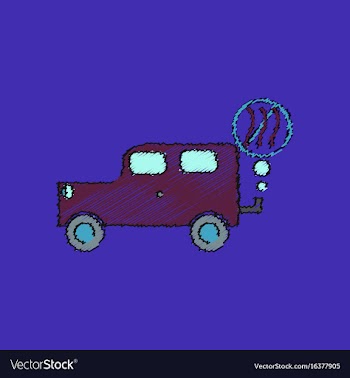 Flat shading style icon car and smoke vector image