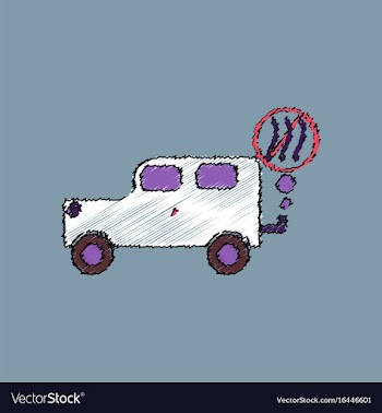 Flat shading style icon car and smoke vector image