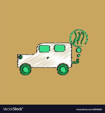 Flat shading style icon car and smoke vector image