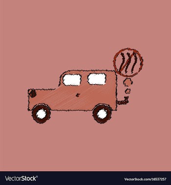 Flat shading style icon car and smoke vector image