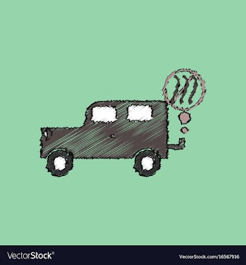 Flat shading style icon car and smoke vector image