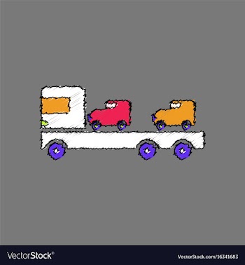 Flat shading style icon car carrier truck deliver vector image