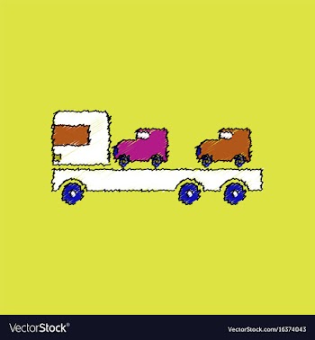 Flat shading style icon car carrier truck deliver vector image