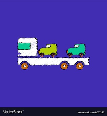 Flat shading style icon car carrier truck deliver vector image